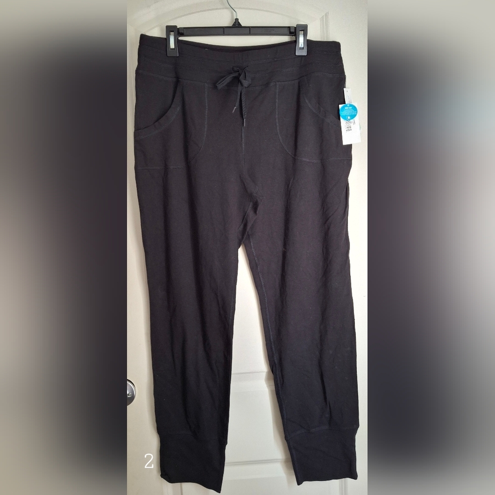 NWT Rainbeau XL knit drawstring womens joggers black active pants run yoga sport
